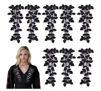 Letinstyle 4 Paio di Toppe per Applique in Pizzo Nero, Toppa Ricamata con Foglie di Foresta, da Cucire e Ricamare, Colletto A Spalla Bohémien per Abbellimento di Borse e Abbigliamento