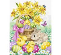 Letistitch Set per punto croce "Coniglietto e pulcino", schema da contare, 18x23