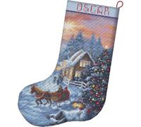 Letistitch Set per punto croce, motivo: calza natalizia, 24,5 x 37 cm