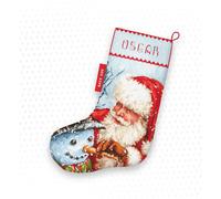 Letistitch set punto croce "Calza di Natale Babbo Natale e pupazzo di neve"; sch