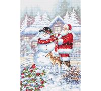 Letistitch Set punto croce con pupazzo di neve e Babbo Natale, 33 x 22 cm