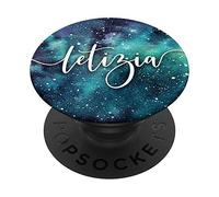 Letizia - Azzurra Stelle e Galassie Nome Personalizzato PopSockets PopGrip: Impugnatura per Telefoni Cellulari e Tablet Intercambiabile