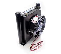 LeTkingok Raffreddatore D'aria Idraulico in Lega di Alluminio AJ1025T-CA, Piccolo Radiatore Scambiatore di Calore per Raffreddamento Olio Radiatore 25L/min (AJ1025T-CA,DC 12V)