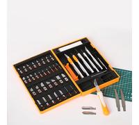 LeTkingok Set di Utensili per Incisione Manuale in Acciaio Al Manganese SK2 da 60 Pezzi, Modello di Coltello Multiuso Fatto a Mano per Il Taglio Della Carta