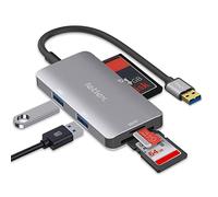 LETLEX Hub lettore di schede multiplo tutto in uno con connettore USB A 3.0 maschio - porte USB 3.0 con lettore di schede SD CF TF - Hub lettore di schede 480 Mbps - porte USB super veloci 5 Gbps