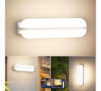 Letlit 20W Applique da Parete LED Interno - 1 Pezzi Bianco, IP65 Lampada da Esterno a Parete Moderna, 2000LM 4000K Luci Up-and-Down Illuminazione, Luce Bagno da Muro per Corridoio Garage Scale
