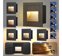 Letlit 6 Pezzi Segnapasso LED Esterno 3W 300lm, IP65 Impermeabile Segnapassi, 3000K Faretti Segnapasso da Interno, Luci per Scale 230V, Luce da Parete 85x85mm, Scatole Incasso 68mm, Alluminio Nero