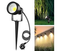 Letlit 7W 700LM Illuminazione da Giardino con Alimentazione & Picchetto di Terra, Lampade da Giardino a LED Super Luminose, 3000K IP65 Luce spot per Muro Terrazza Albero Sentieri All'aperto, 1 Pezzo