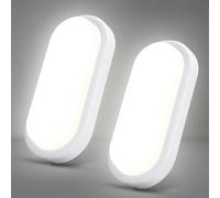Letlit Applique da Parete Interno, 18W 1800LM Plafoniera LED da Esterno, IP54 Applique Bagno Ovale Luce, Bianco Neutro 4000K Lampada Led Soffitto Luci per Balcone Scale Corridoio Garage, 2 Pezzo