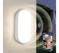 Letlit Lampada con Sensore di Movimento, 18W 1800LM Applique da Parete Interno, IP54 Plafoniera Led Soffitto Ovale Esterno, Bianco Neutro 4000K Applique Bagno per Balcone Scale Corridoio Garage