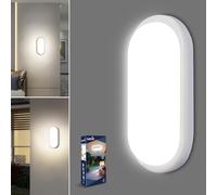 Letlit Lampada con Sensore di Movimento, 18W 1800LM Plafoniera Led Soffitto Ovale Esterno, IP54 Applique da Parete Interno Luci, 4000K Applique Luce Bagno per Balcone Scale Corridoio Garage, 1 Pezzo