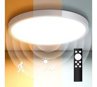 Letlit Lampada con Sensore di Movimento, 28W 2800LM Plafoniera Dimmerabile con Telecomando, Luce led con Sensore Crepuscolare, IP54 Lampada da Soffitto Luci per Corridoio Scala Balcone Bagno, 30cm