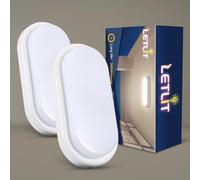 Letlit LED Applique da Parete Interno, 12W 1200LM Plafoniera da Esterno, IP54 Applique Bagno Ovale Luci, Bianco Neutro 4000K Lampada Led Soffitto Luce per Balcone Scale Corridoio Garage, 2 Pezzo