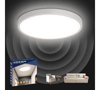 Letlit LED Plafoniera con Sensore di Movimento, 18W Lampada da Soffitto Radar Sensore di Movimento per Interni, IP44 4000K Lampada Rotonda Piatta per Corridoio, Scale, Cucina, Garage, Balcone, Cantina