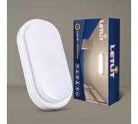 Letlit LED Plafoniera da Esterno, 12W 1200LM Applique da Parete Interno, IP54 Lampada Led Soffitto Ovale Luci, Bianco Neutro 4000K Applique Bagno Luce per Balcone Scale Corridoio Garage, 1 Pezzo