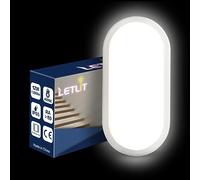 Letlit Plafoniera LED da Esterno, 12W 1200LM Applique da Parete Interno, IP65 Lampada Led Soffitto Ovale Luci, Bianco Neutro 4000K Applique Bagno Luce per Balcone Scale Corridoio Garage, 1 Pezzo
