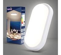 Letlit Plafoniera Led da Esterno, 18W 1500LM Applique da Parete Interno, IP54 Lampada Led Soffitto Ovale Luci, Bianco Neutro 4000K Applique Bagno Luce per Balcone Scale Corridoio Garage, 1 Pezzo