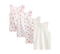 Letoileite Confezione da 4 canottiere per bambini e bambine, senza maniche, in cotone, traspiranti, morbide, per bambine dai 2 ai 10 anni, Fiore Rosa, 6-7 Anni