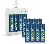 letoom Batterie al litio AA ricaricabili, confezione da 12, con caricatore da 1,5 V, 2800 mWh, ricarica rapida in 2 ore, compatibile con Xbox e giocattoli