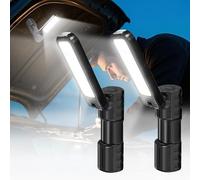 LETOUR Lampada da lavoro a LED, 2 pezzi, lampada da lavoro, lampada da officina, 4 modalità di luce, lampada da lavoro, lampada a LED, batteria magnetica, girevole a 180°, lampada per ispezione