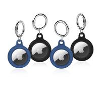 LETREEN 4 Pezzi Portachiavi AirTag, Porta Airtag per Apple, GPS, Chiavi Zaini e Animale in Silicone Antiurto e Antigraffio, Mini Cover Protettiva Custodia AirTag, Mantiene Forte il Segnale