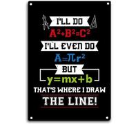 Letrero de hojalata "Ahí es donde trazo la línea", divertido letrero de metal para decoración de matemáticas, para el hogar, póster de profesor de matemáticas, arte de pared para habitación, 8 x 12 p