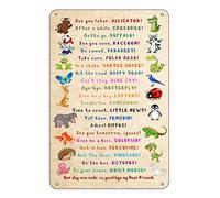 Letrero de hojalata con diseño de animal divertido "Hasta luego", caimán, decoración del hogar, arte de pared, Navidad, inauguración de la casa, regalos de cumpleaños, hijo, hija, regreso a clases, e