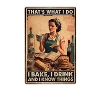 Letrero de hojalata "Mujeres leyendo" - Diseño vintage "Eso es lo que hago" - Arte de pared de metal retro para el aula o el hogar - 8 x 12 pulgadas