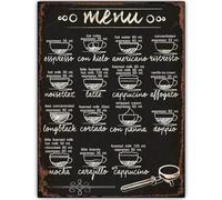 Letrero de hojalata vintage de metal para decoración de pared, 15 recetas de café, menú, letreros de madera, letreros de hojalata vintage para bar, club de música, 8 x 12 pulgadas
