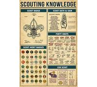 Letrero de metal con juramento y señal de Scouting Knowledge, póster retro para escuela, educación, cafetería, sala de estar, cocina, baño, arte para el hogar, decoración de pared, placa de regalo de