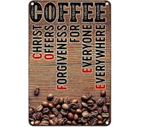 Letrero de metal para cafetería, póster "Amante del café, Cristo ofrece perdón para todos en todas partes", cita inspiradora para el hogar, cocina, bar, cafetería, club, cueva, decoración de pared re
