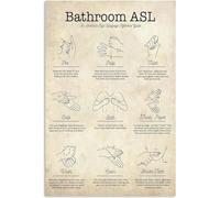 Letrero de metal vintage para baño, guía de referencia del lenguaje de señas americano, decoración de pared, placa, póster para el hogar, el baño, el aula, el club, la escuela, la oficina, la cafeter