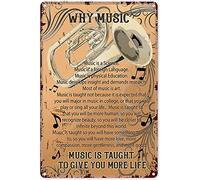 Letrero de metal vintage "Por qué la música" para decoración del hogar, grande, "La música te enseña a darte más vida", póster para habitación, club, oficina, decoración de pared, placa artística, re