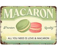 Letreros de hojalata con texto "Todo lo que necesitas es amor y macarrón", placa de metal vintage, decoración de pared para postres, cafeterías, casas, granjas, cocinas, bares, restaurantes, regalo p
