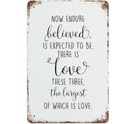 Letreros de metal con palabras inspiradoras, letrero de aluminio, decoración de pared para cueva de hombre, póster retro de hojalata, ahora aguanta, se cree, se espera que exista, hay amor, estos tre