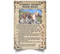 Letreros metálicos con las 10 reglas del Basset Hound para decorar el porche de tu casa. Pósteres de hojalata con las reglas de la casa del Basset Hound para decorar la pared de tu jardín, 20 x 30 cm