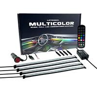 LETRONIX RGBIC RGB Full LED Rainbow Auto Illuminazione ambiente (per illuminazione vano piedi Set con 4 strisce LED) con controllo APP e telecomando