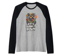 Let's Burn It Down Divertente Bulldog Francese Maglia con Maniche Raglan