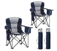 LET'S CAMP 2 sedie pieghevoli da campeggio, grandi dimensioni, con portabevande e borsa frigo, per esterni, fino a 200 kg