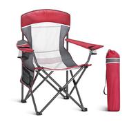 LET'S CAMP Mesh Back - Sedia da campeggio portatile, pieghevole, resistente, con supporto per bevande, per campeggio, pesca, escursionismo, fino a 150 kg