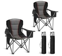 LET'S CAMP Sedia pieghevole da campeggio, sedia da pesca con portabevande e borsa termica pieghevole fino a 200 kg, set da 2