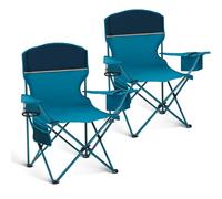 LET'S CAMP Set di 2 sedie da campeggio pieghevoli con borsa termica a 3 taniche, sedia da giardino portatile con portabicchieri, porta 120 kg, sedia da esterno per campeggio, spiaggia, picnic (blu)