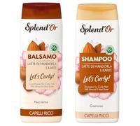 Let's Curly Set Shampoo e Balsamo per Capelli Ricci, Latte di Mandorla e Karitè, Formula 95% Naturale, Nutriente e Cremoso 300ml