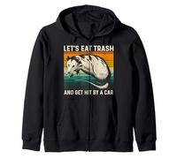 Let's Eat Trash And Get Hit By A Car Retro Vintage Opossum Felpa con Cappuccio