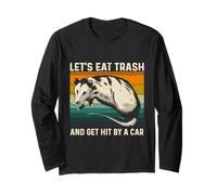 Let's Eat Trash And Get Hit By A Car Retro Vintage Opossum Maglia a Manica