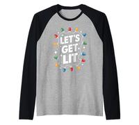 Let's Get Christmas Lit Luci Divertenti Maglia con Maniche Raglan
