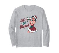 Let's Get Cupcakes Baked Funny Retro Natale Vintage Pin-Up Maglia a Manica