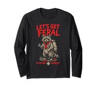 Let's Get Feral! Hiking Scout Racoon Scouting America Maglia a Manica