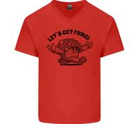 Lets Get Fungi Magia Funghi Lsd Uomo Scollo A V Cotone T-Shirt