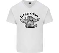 Lets Get Fungi Magia Funghi Lsd Uomo Scollo A V Cotone T-Shirt